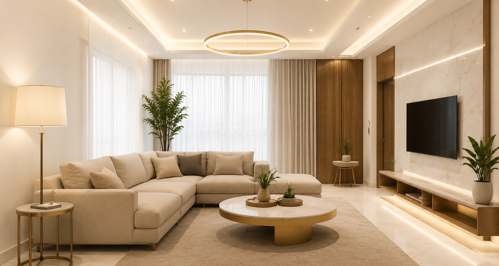 Luxury living room designed by best interior designer in Indore - The Dream Casa